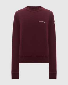 Moncler Burgundy wool and cashmere sweater with logo embroidery J20939C00005M4281