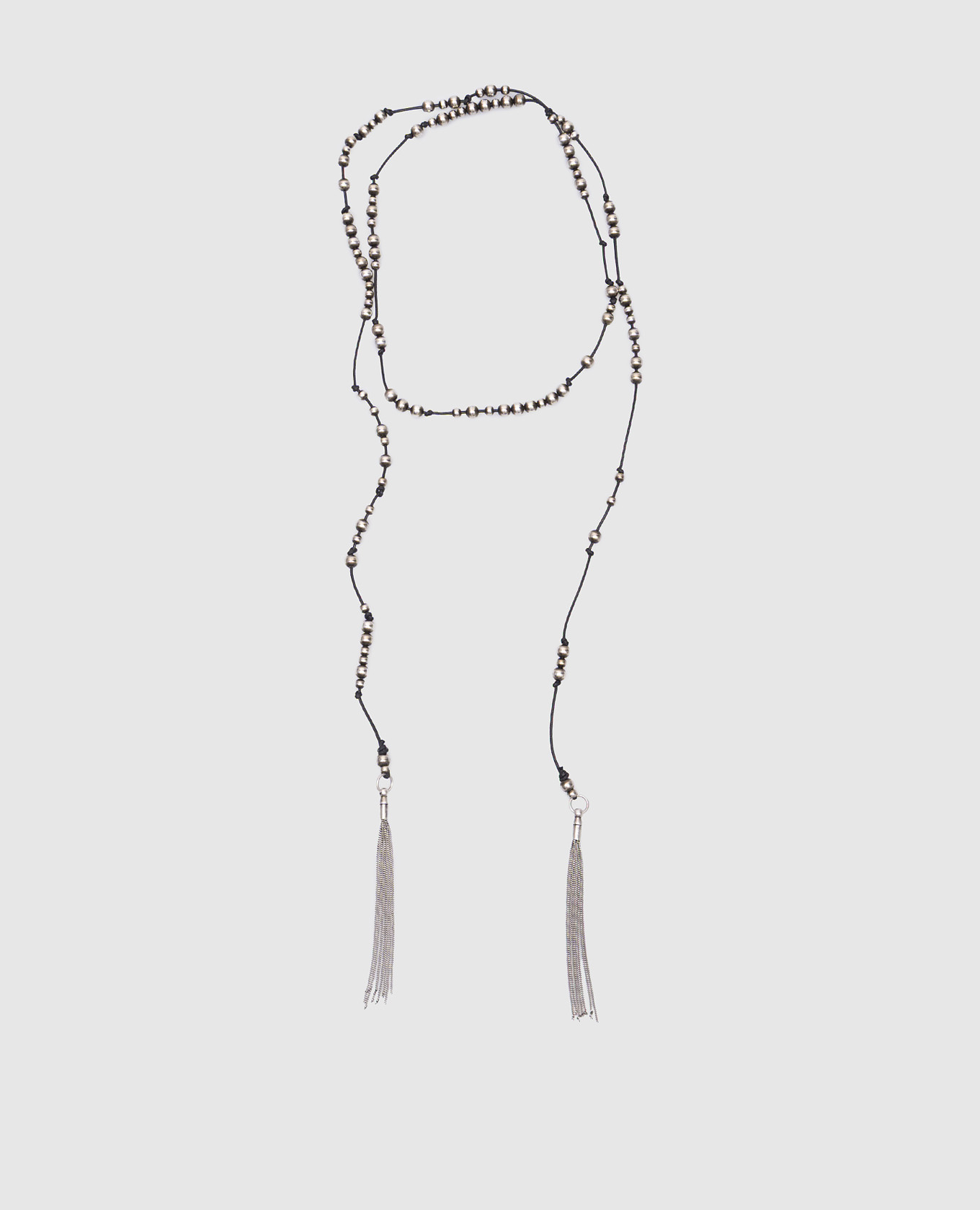 

Elida X-Long cord necklace with silver beads Ann Demeulemeester