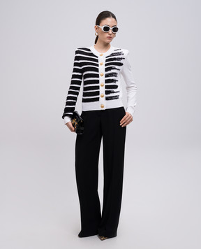 Balmain White striped cardigan EF0KL133KI34