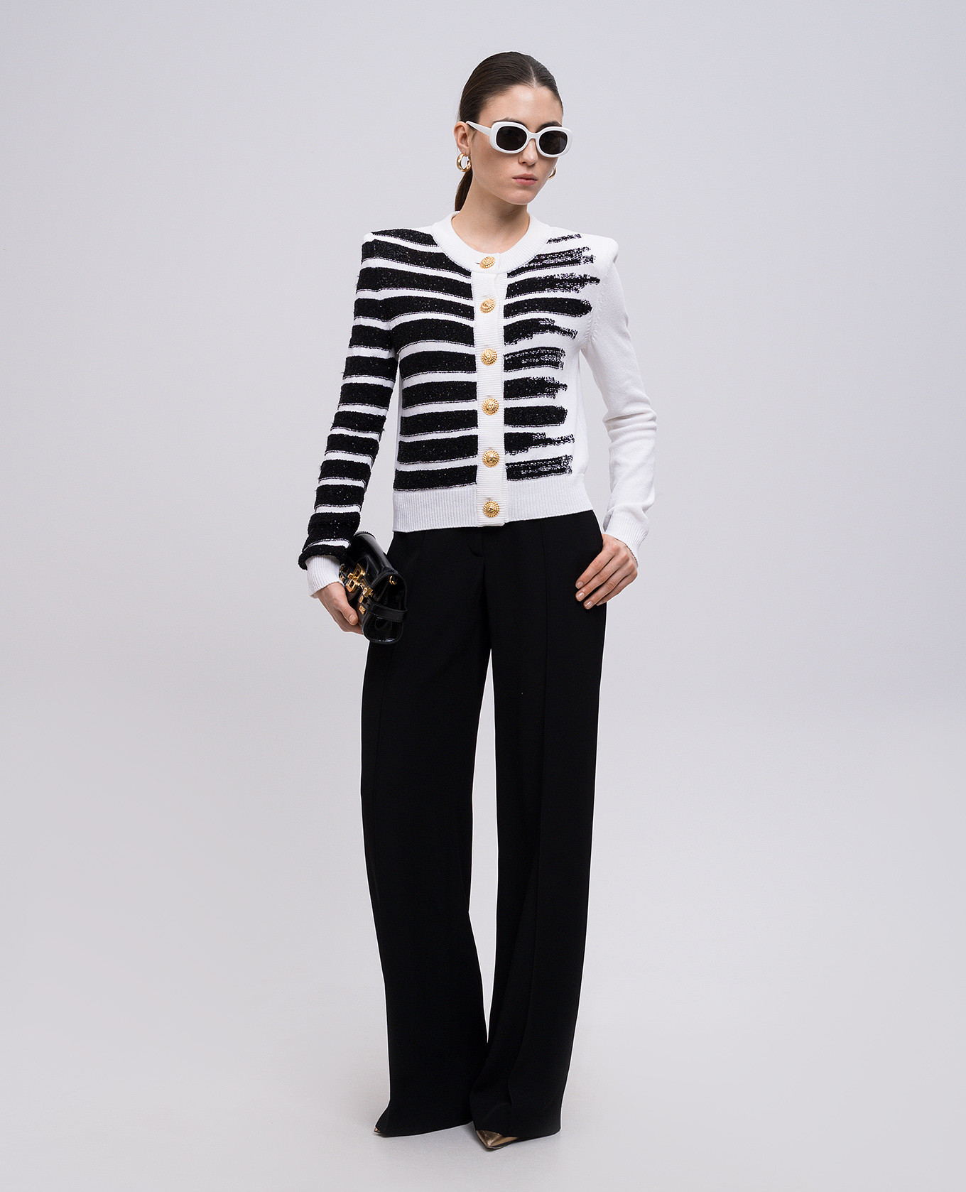 White striped cardigan Balmain 2