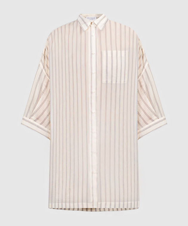 

Beige striped blouse with linen Brunello Cucinelli