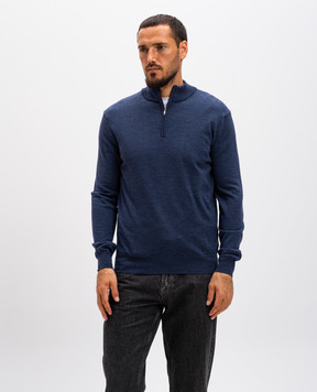 Cashmere&Whiskey Blue melange jumper made of merino wool 77397
