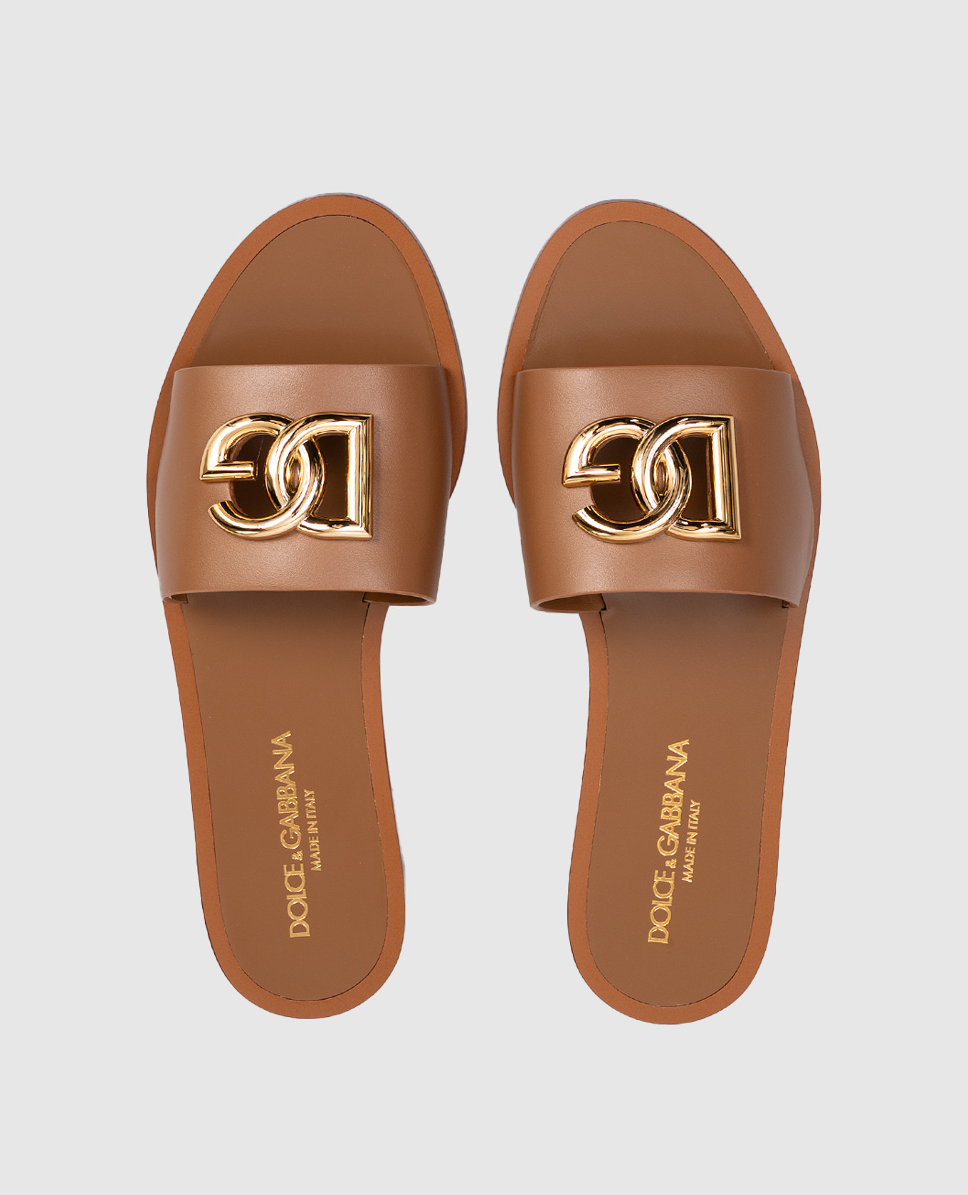 

Brown leather flip-flops with DG logo Dolce&Gabbana