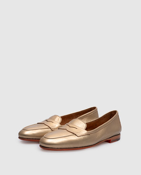 Santoni Gold leather loafers WUNY71031SA4SLLX