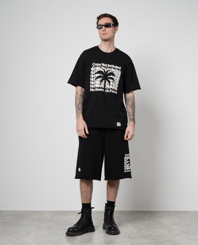 Dolce&Gabbana Black t-shirt with textured banana tree print G8RI4TG7K7N