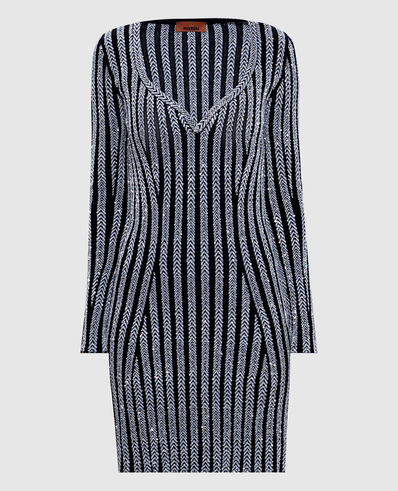 

Black striped mini dress with sequins Missoni