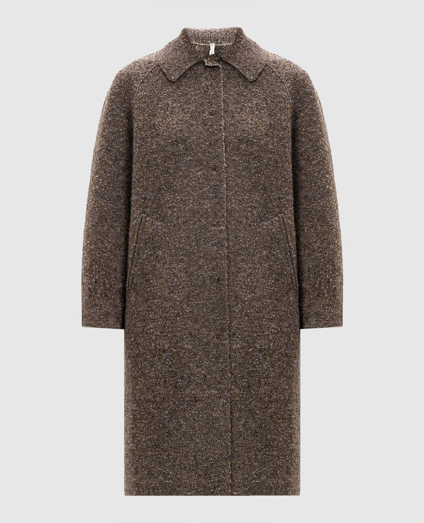 

Brown melange coat made of wool, cashmere, linen and silk BOBOUTIC