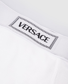 Versace White high-rise ribbed panties with logo 10135051A09551