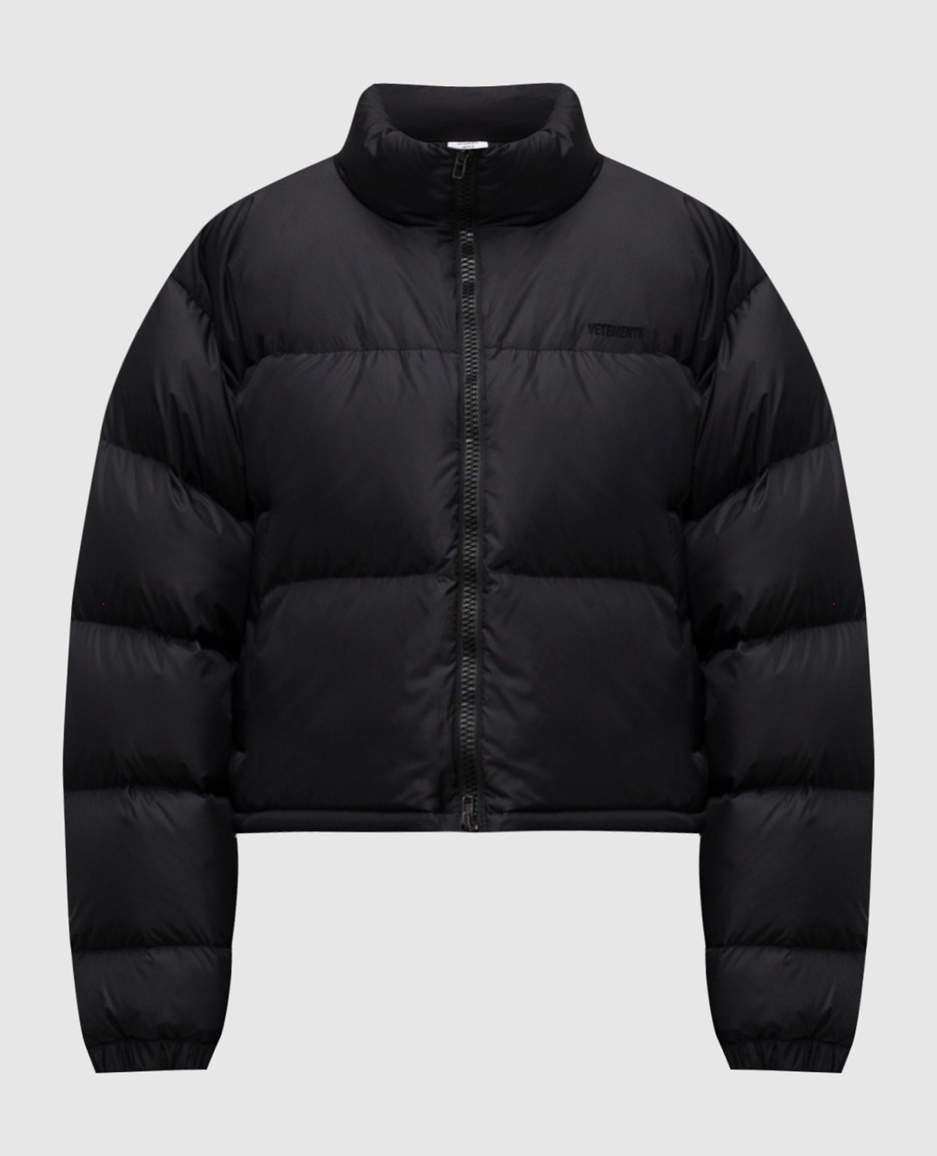 

Black cropped puffer jacket with logo embroidery Vetements