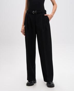 Jil Sander Black pants made of wool with a belt J02KA0152J40002