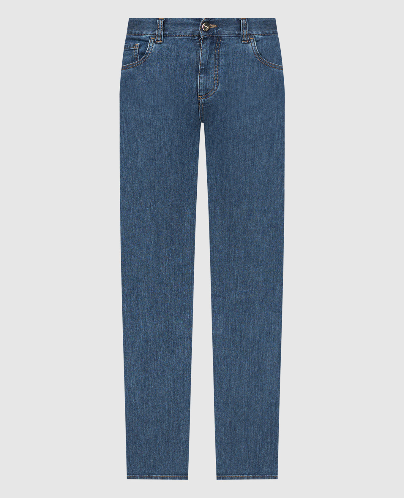 

Blue slim fit jeans with logo patch Canali, Синий