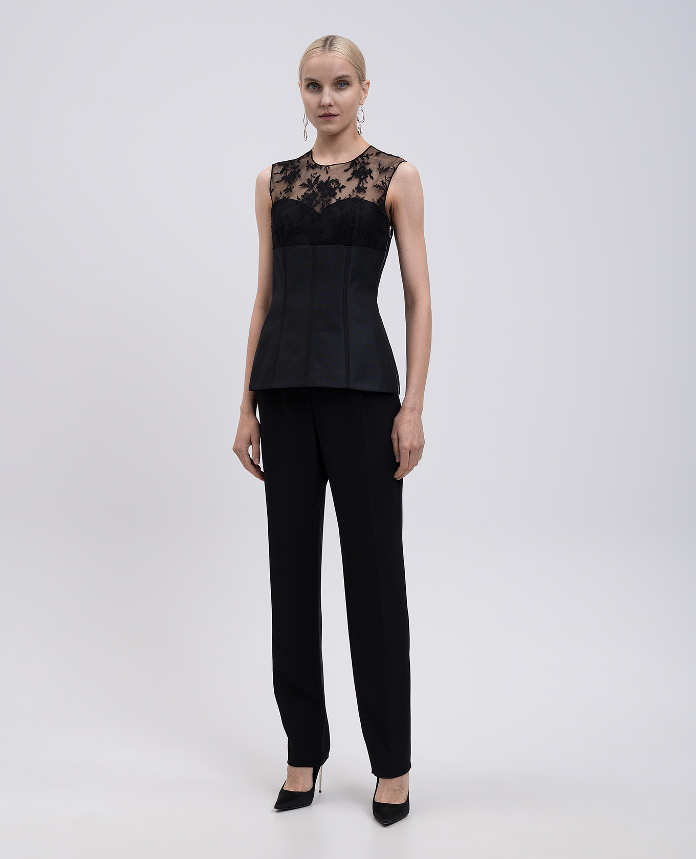 Black silk top with lace Alexander McQueen 2