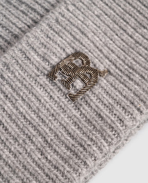 Ermanno Scervino Grey cashmere hat with monogram logo D475V301HCW
