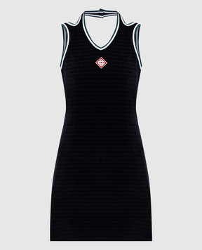 Casablanca Black mini dress with logo patch WPF25DR14701