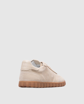 Ami Paris Beige suede sneakers SN433 with logo USN433872