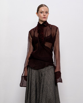 Marc Le Bihan Burgundy silk wrap blouse 26402