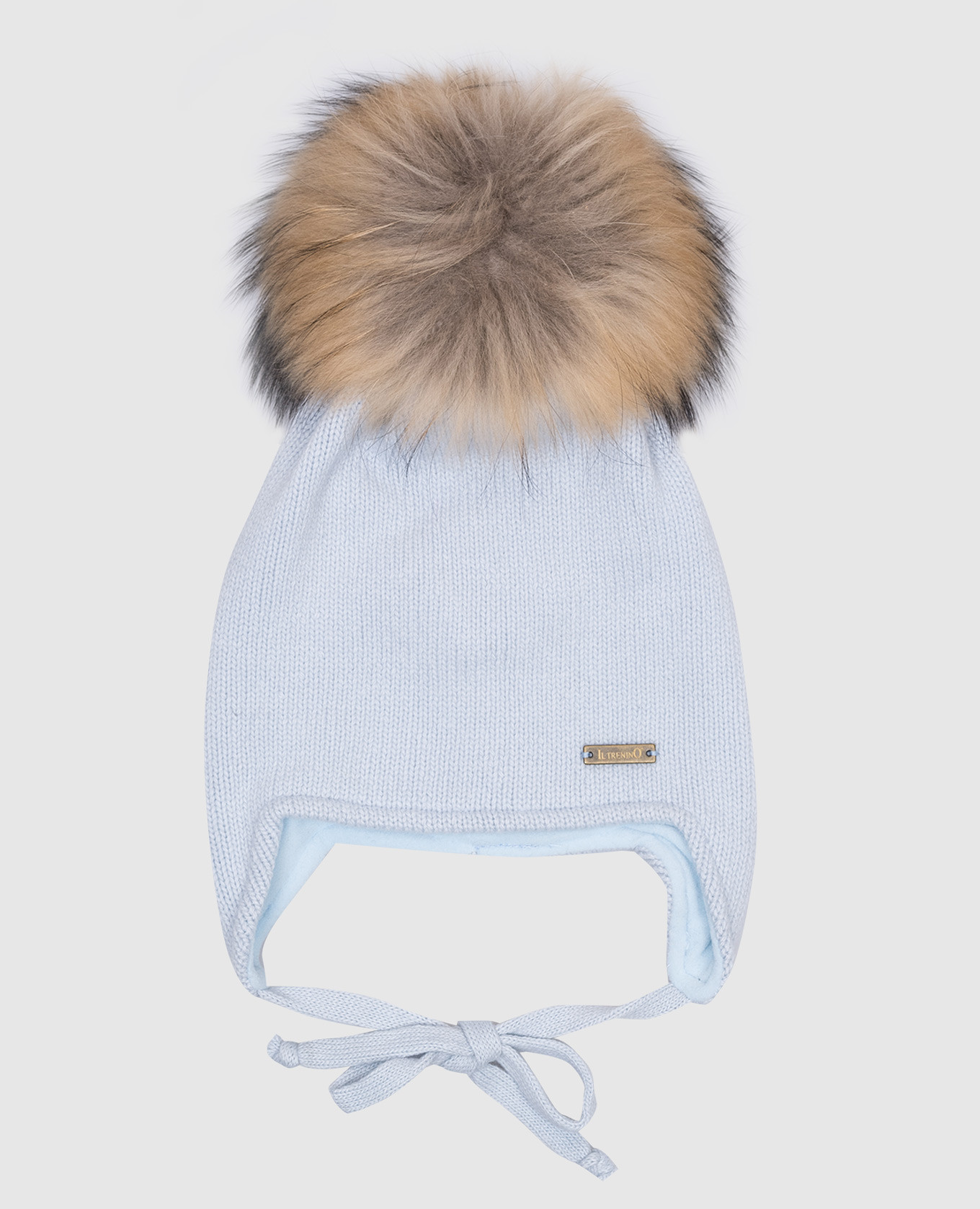 

Children's gray hat made of wool with fur Il Trenino, Серый