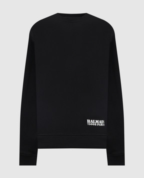 Balmain Black sweatshirt with logo print FH1JS001BD04