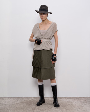 Brunello Cucinelli Khaki pleated skirt M0H77G2672