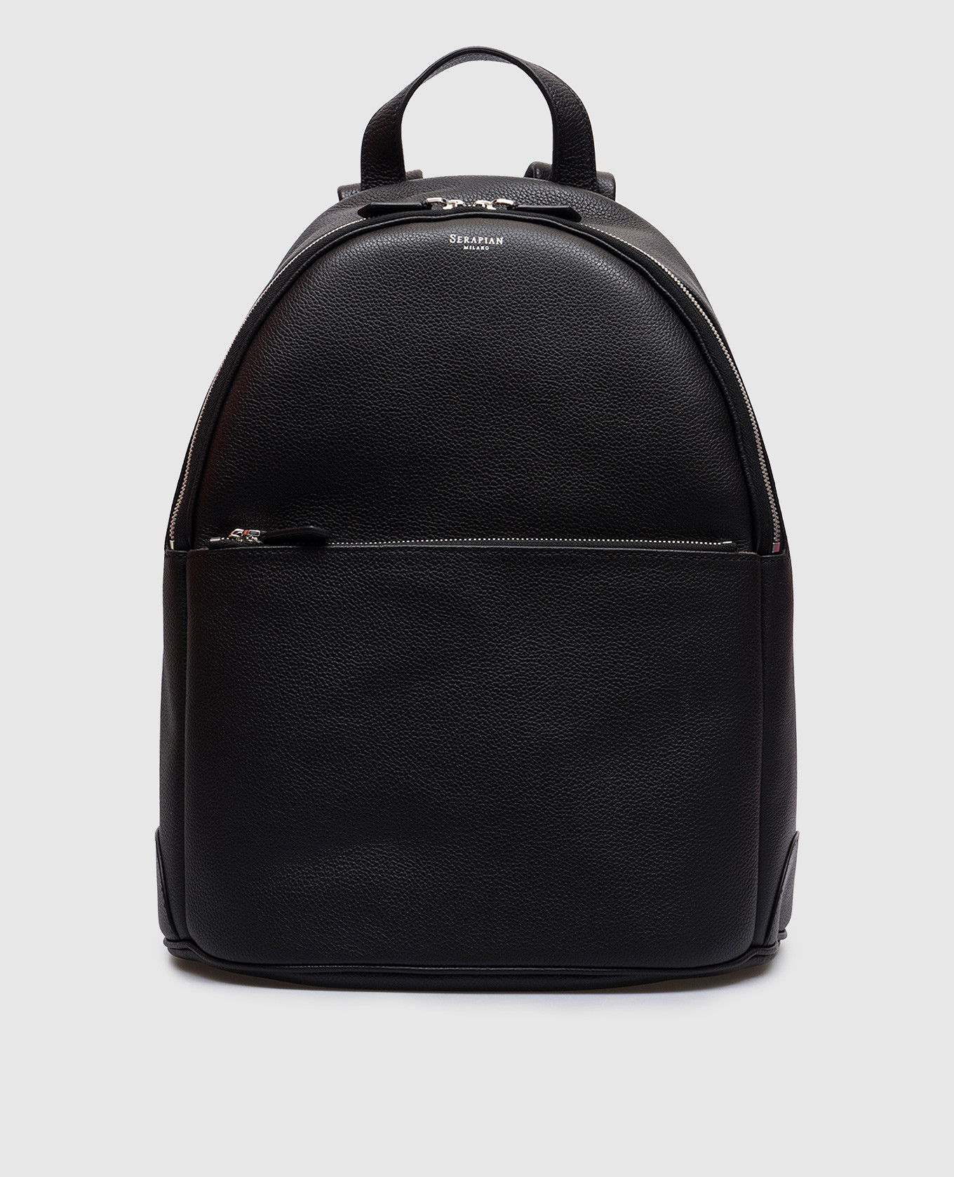 

Black leather backpack with logo print Serapian