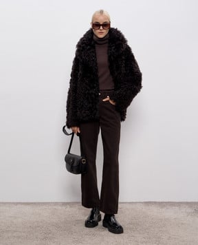 Babe Pay Pls Brown cropped sheepskin coat with turn-down collar 2331TIGRADO