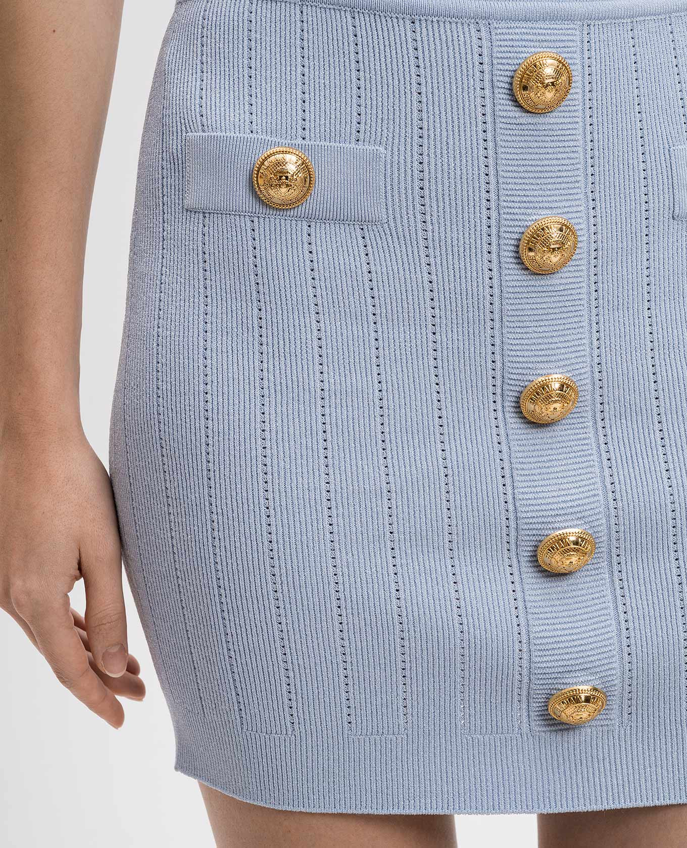 

Blue mini skirt with branded studs Balmain, Light blue