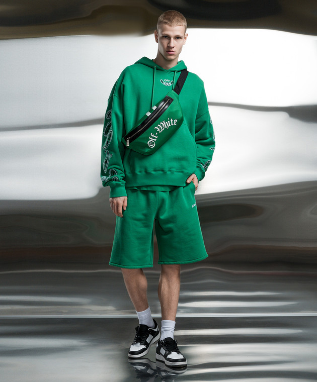 Off-White - Green shorts with Bandana Arrow embroidery