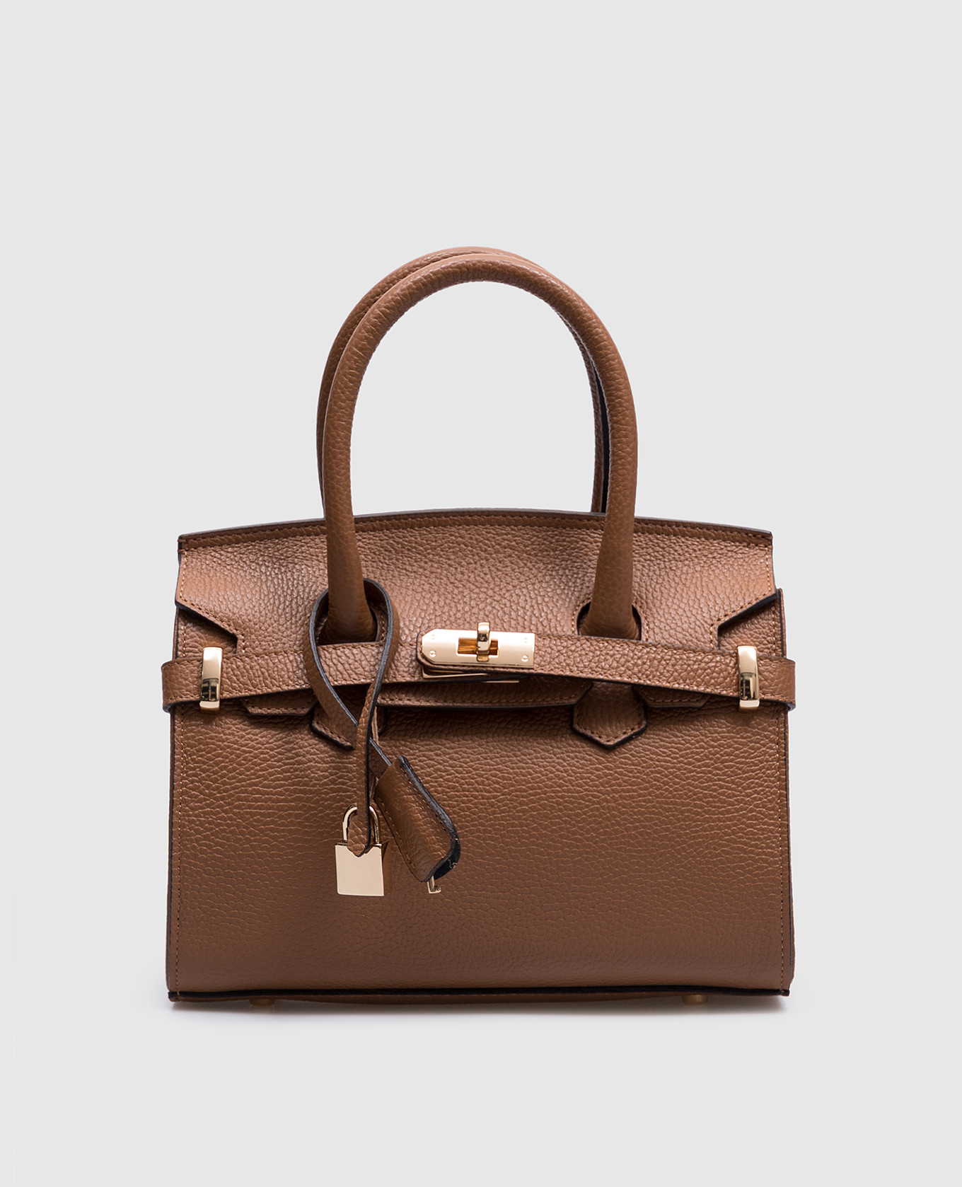 

Brown grain embossed leather bag with removable lock Gianni Notaro