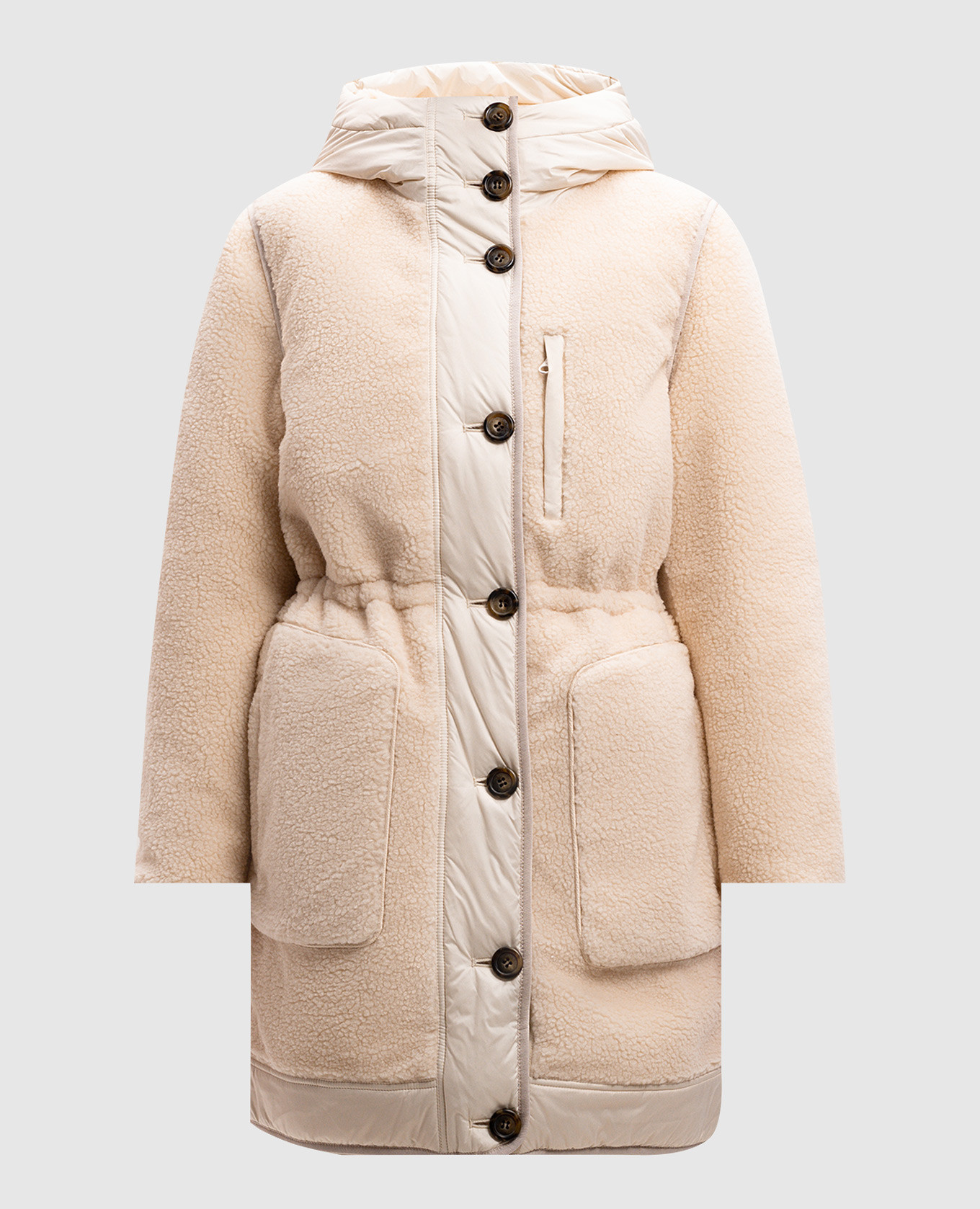 Beige combined parka with wool woolrich