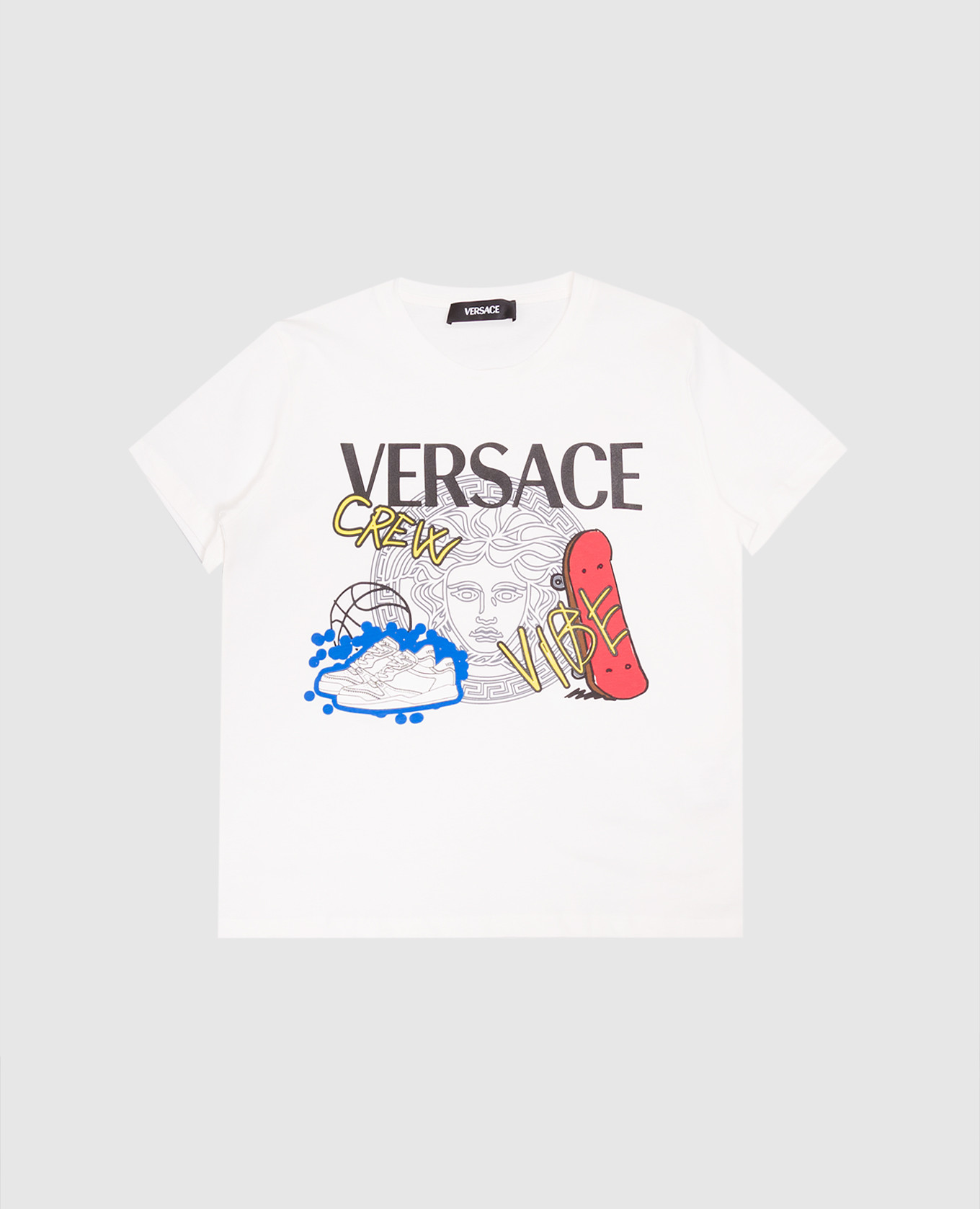 

Children's white T-shirt with branded print Versace