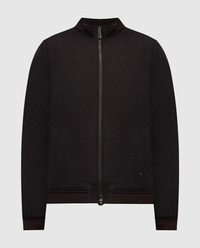 Stefano Ricci Brown cashmere, vicuña and silk jacket with leather inserts M7J1400090WG003G