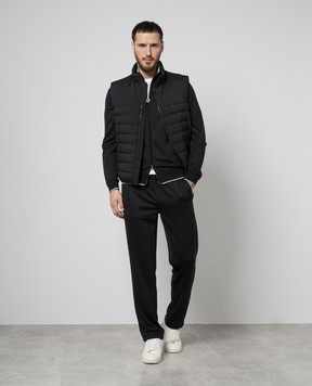 Stefano Ricci Black sweatpants with textured logo wool K909031P3DT24103