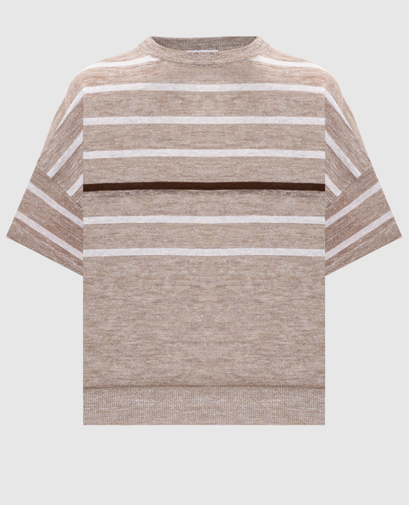 

Beige striped linen top with lurex Brunello Cucinelli