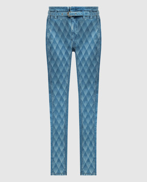 Balmain Blue skinny jeans with a geometric pattern DF1MF035DE70