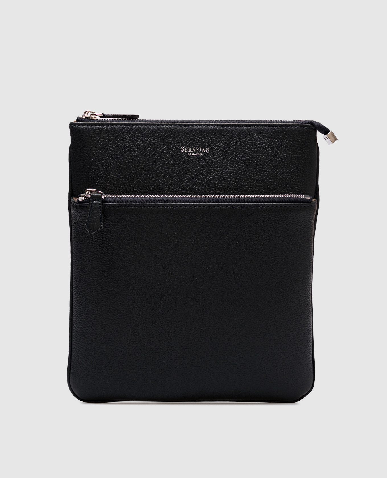 

Blue leather bag with logo Serapian