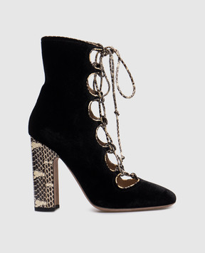 Valentino Black velor ankle boots with shaped cutouts NW1S0D05ZWT