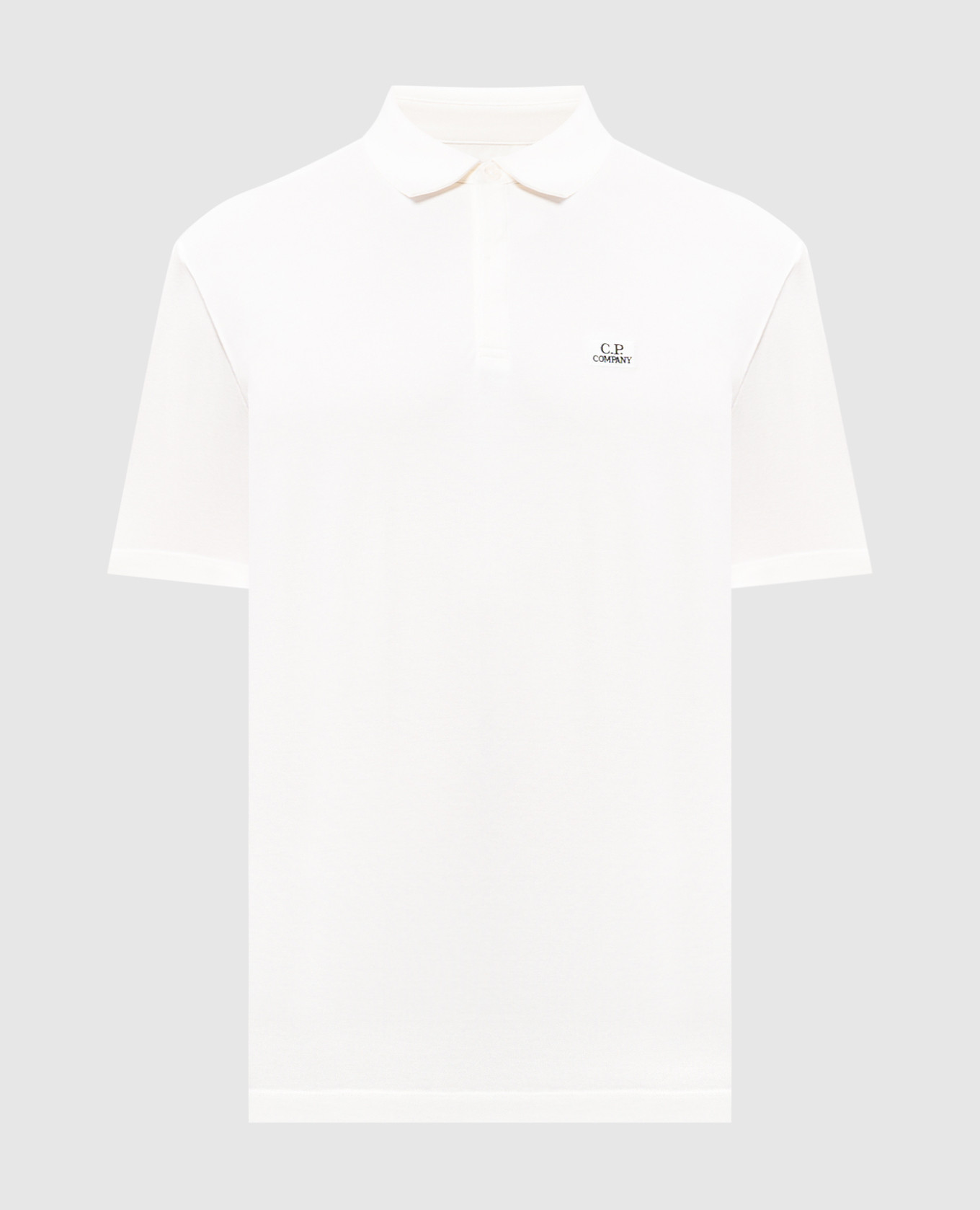 

White polo shirt with logo patch C.P. Company