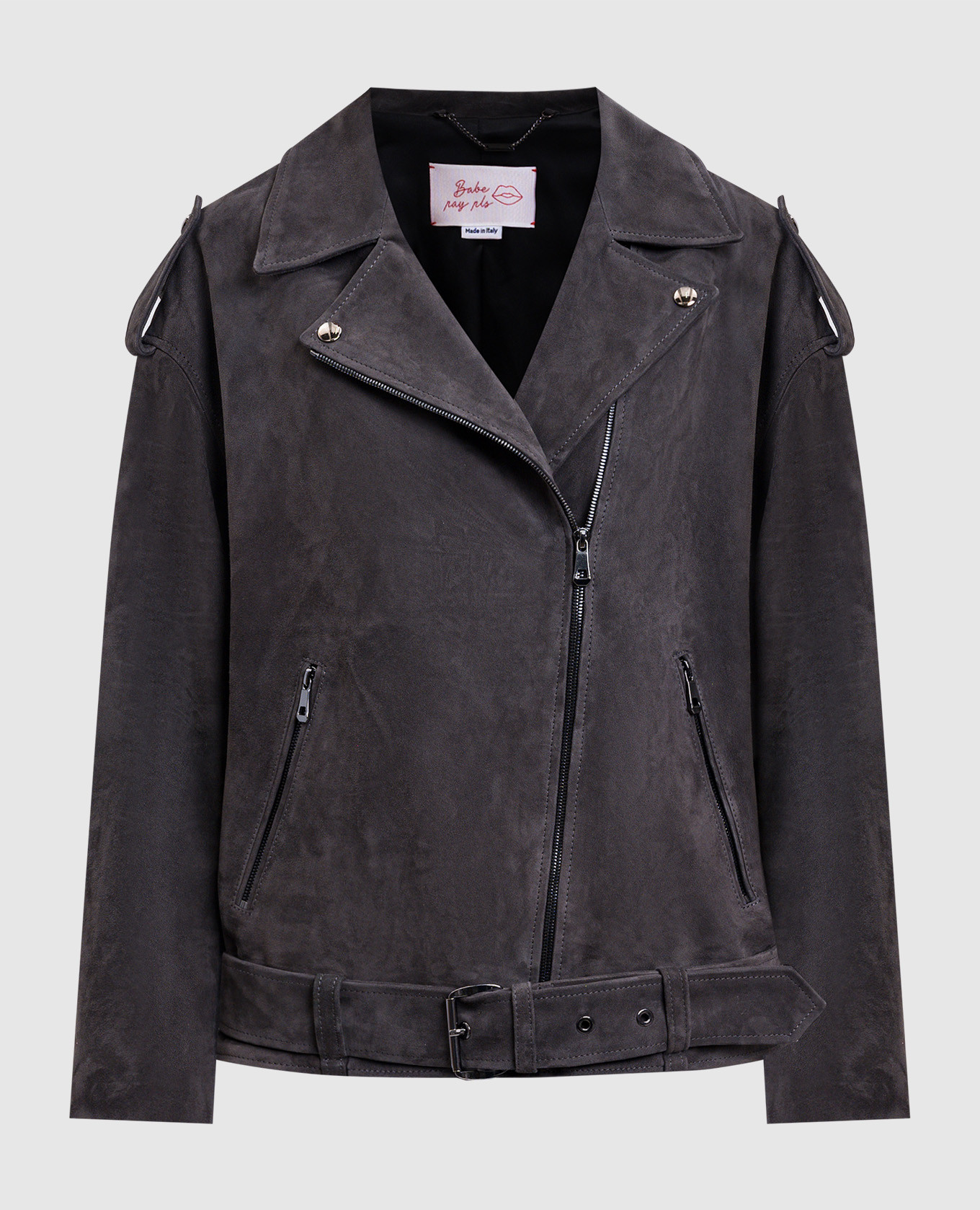 Gray suede leather jacket Babe Pay Pls