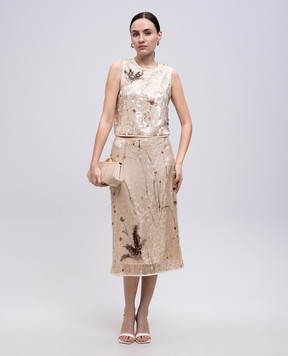 Peserico Yellow floral print sequin midi skirt E05193D04767