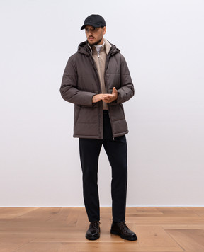 Cashmere&Whiskey Gray quilted jacket with logo monogram engraving CWSS24004