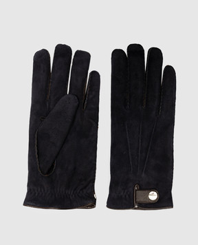 Brunello Cucinelli Blue suede gloves MPMLV93608