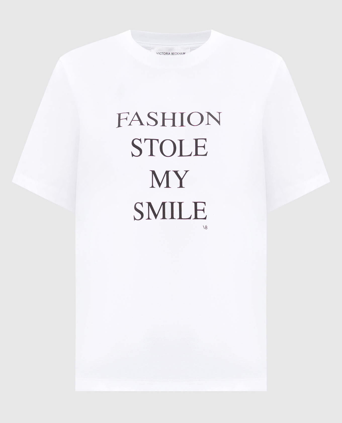 White t-shirt with a printed inscription victoria beckham