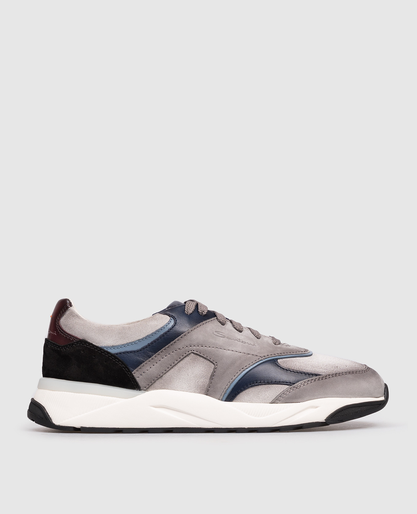 Grey suede sneakers with logo Santoni
