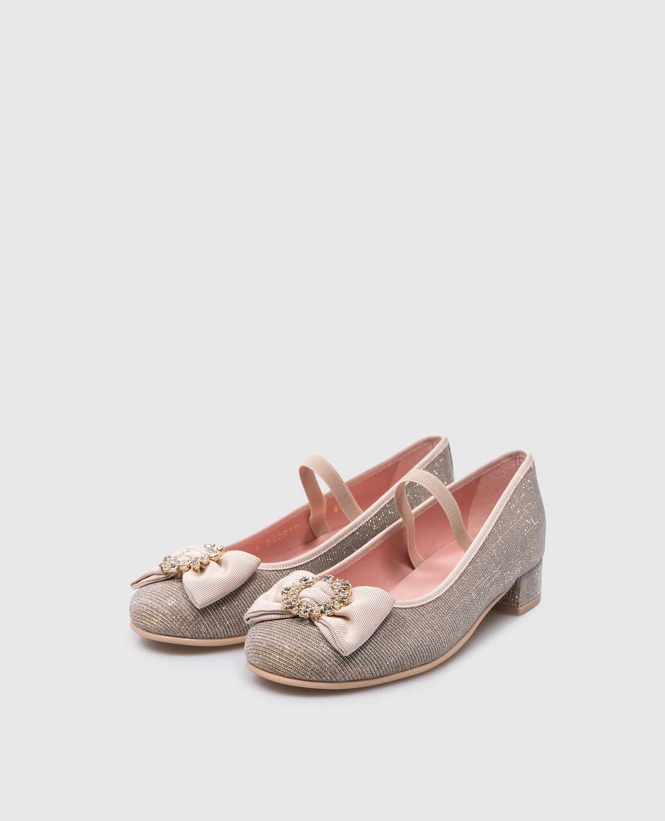 

Emma children's silver lurex shoes with crystals Pretty Ballerinas