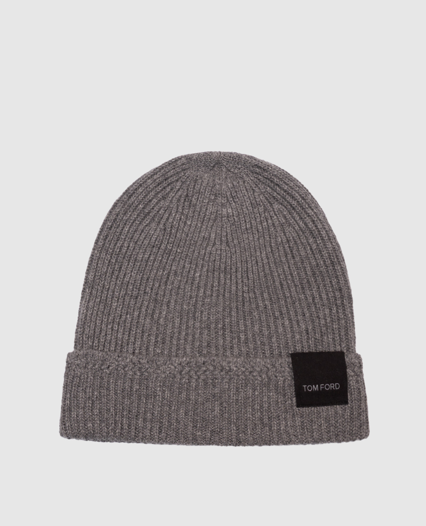 

Grey cashmere hat with logo Tom Ford