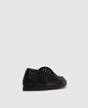 Dolce&Gabbana Black leather loafers with weaving A50481A6M71