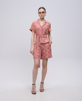 Dolce&Gabbana Pink silk blouse with logo pattern F5G67TFJ1JO