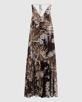 Max Mara Brown ACCA dress with floral print silk ACCA