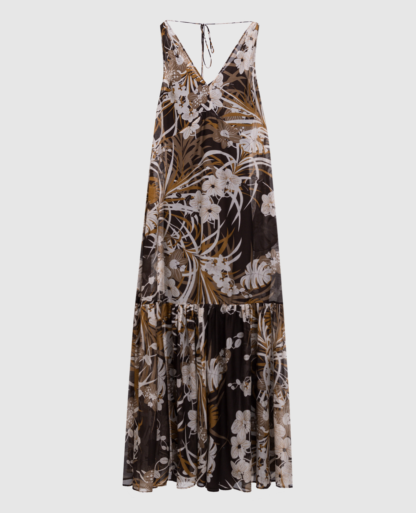 

Brown ACCA dress with floral print silk Max Mara