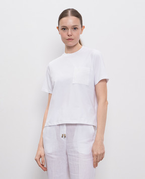 Peserico White T-shirt with beads A06661J0R100079